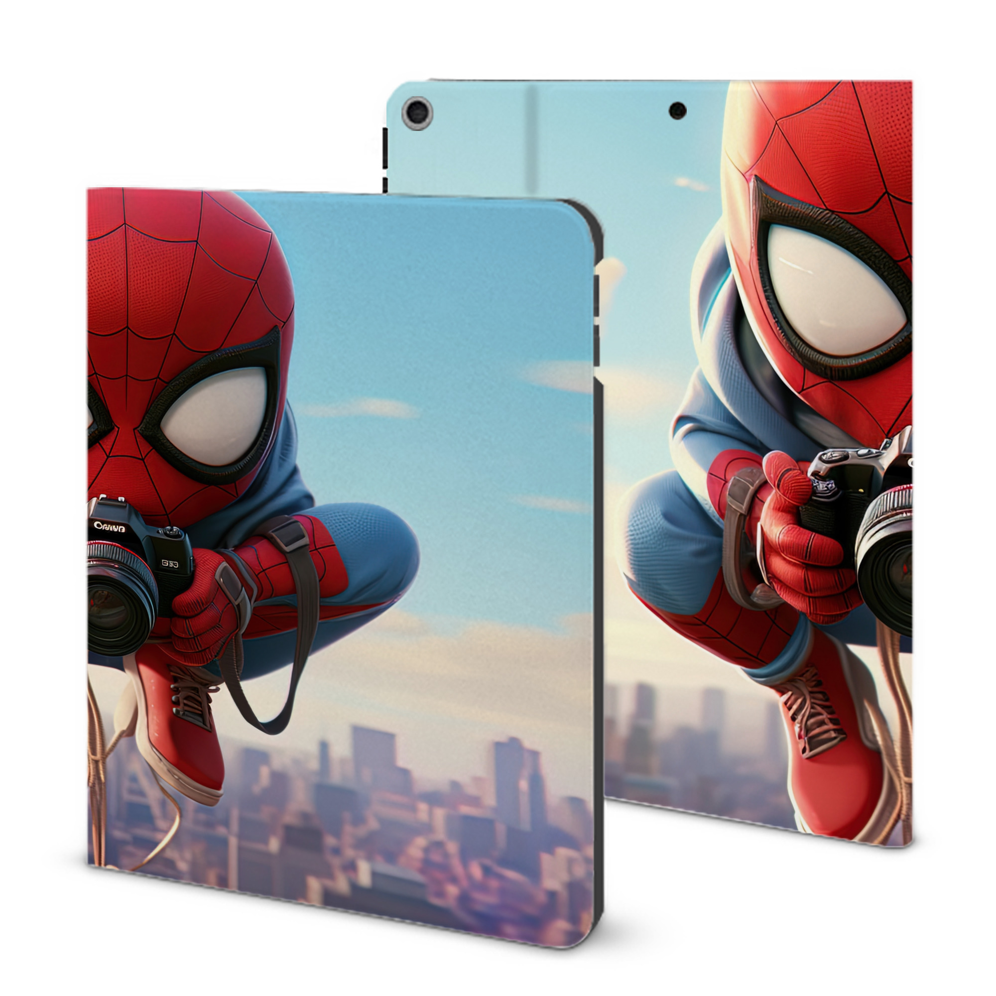 （画像用） Spider Man スパイダーマン IPad ケース ブック型 PUレザー TPU 耐衝撃 軽量 薄型 ペン収納なし 全面保護 IPad 各モデル対応